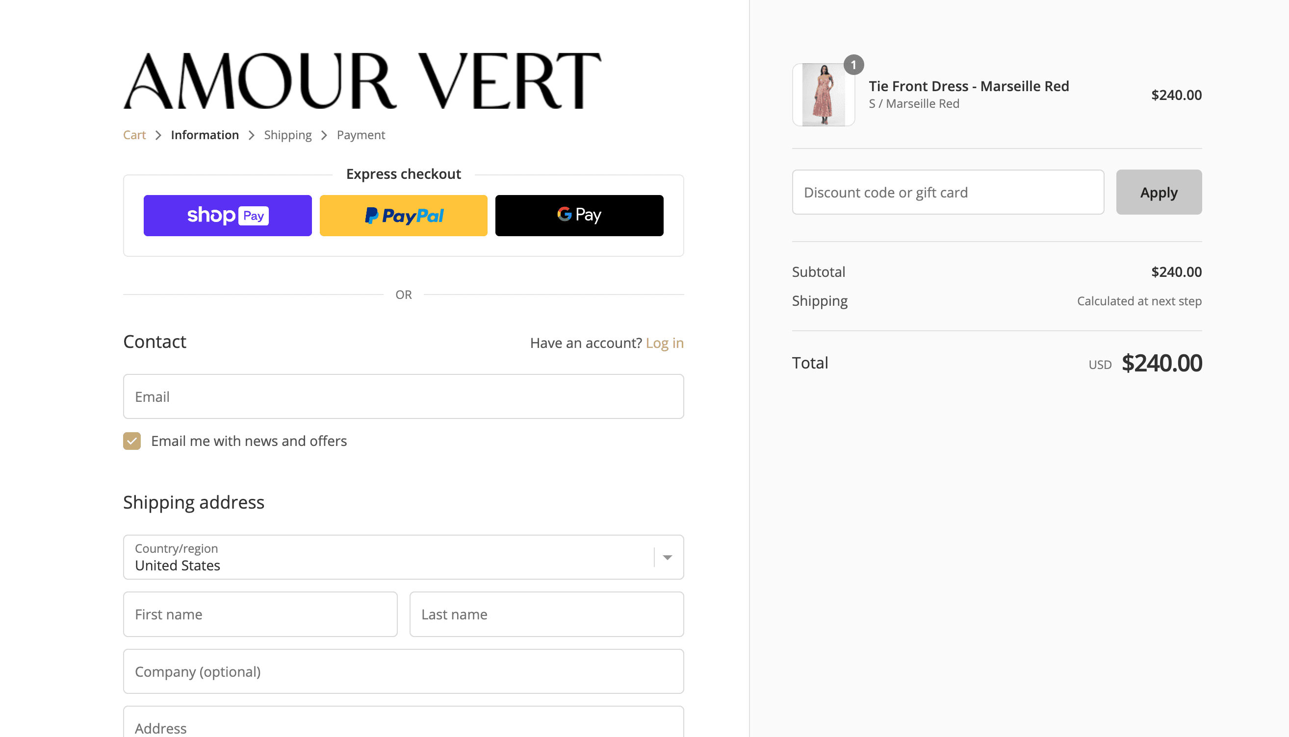 How to apply Amour Vert coupon code